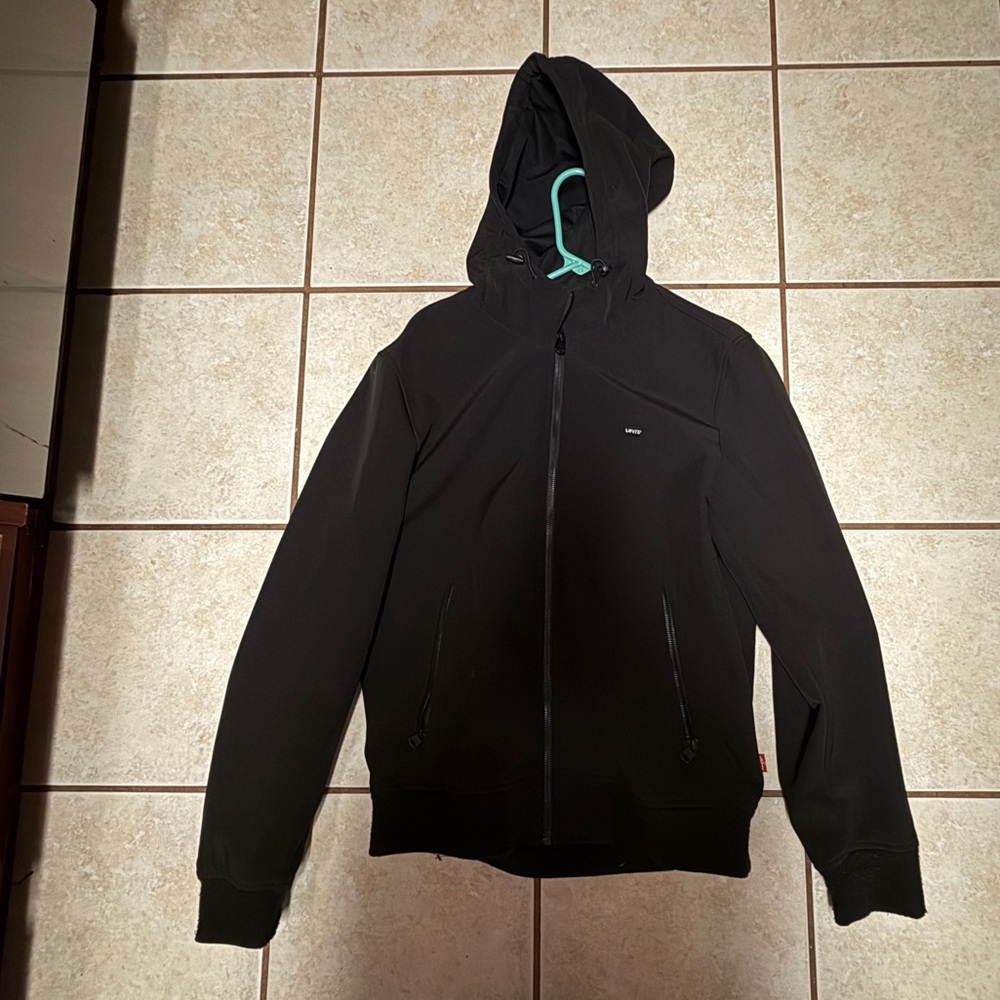 Levi's Black Hooded Windbreaker Jacket